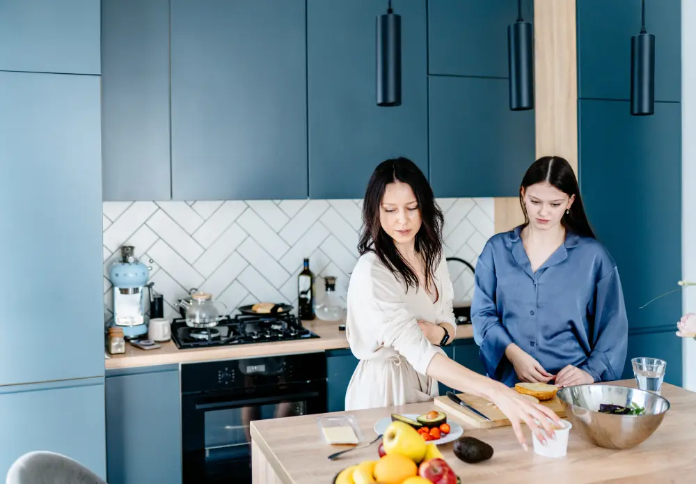 blue kitchen cabinets